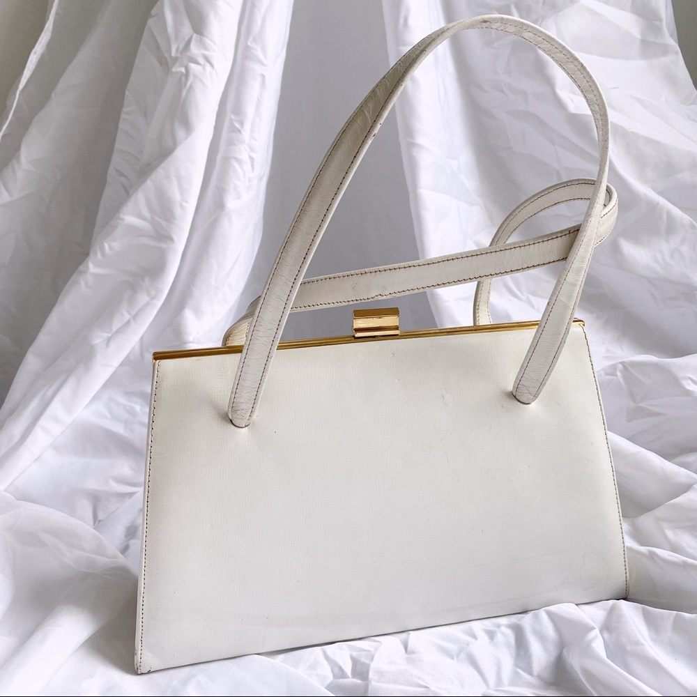 vintage 60’s White Leather Handbag